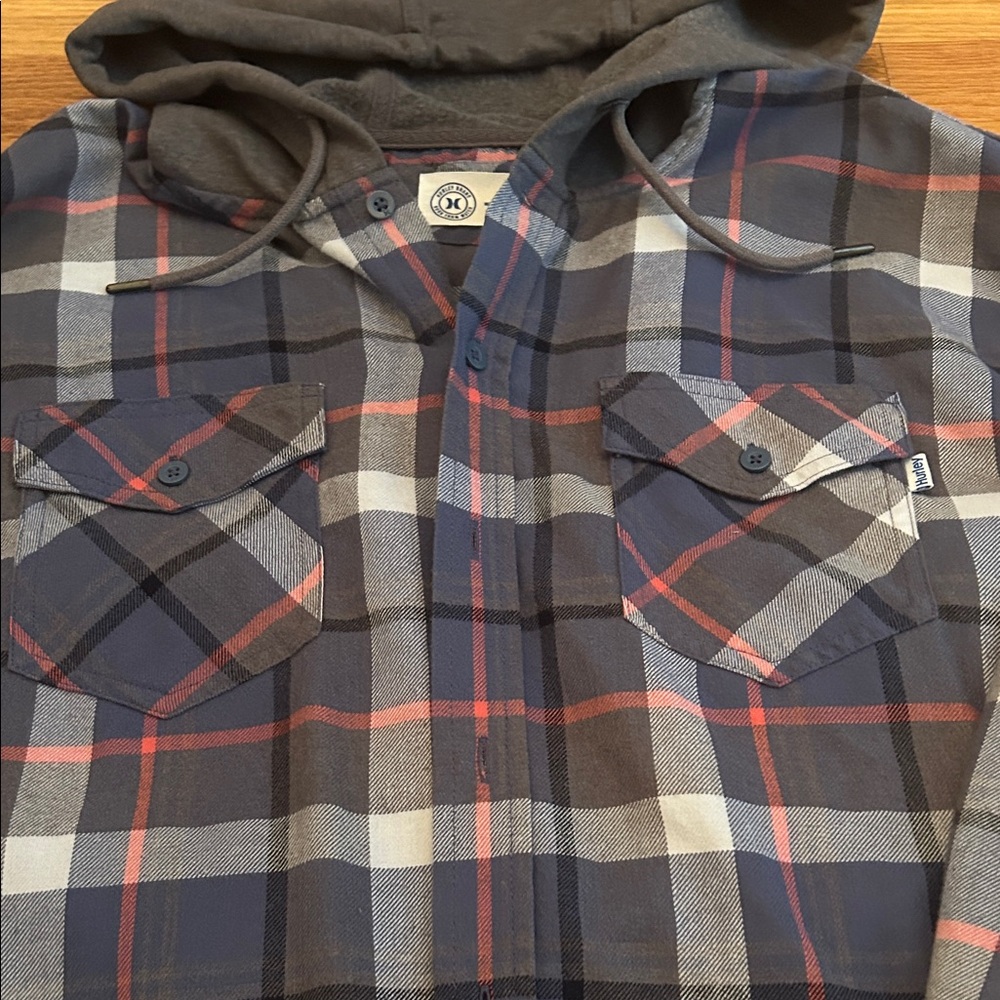 Hurley Plaid Hooded Flannel Shirt